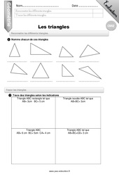 Reconnaitre les différents triangles - Examen Evaluation - Bilan : 7ème Harmos - PDF à imprimer