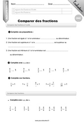 Comparer des fractions à l’unité - Examen Evaluation - Bilan : 7ème Harmos - PDF à imprimer