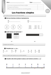 Lire, écrire et représenter les fractions simples. - Examen Evaluation - Bilan : 7ème Harmos - PDF à imprimer