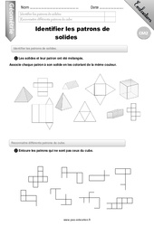 Identifier les patrons de solides. - Examen Evaluation - Bilan : 7ème Harmos - PDF à imprimer