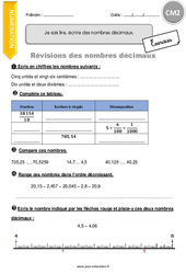 Comment lire, écrire des nombres décimaux. - Exercices avec correction : 7ème Harmos - PDF à imprimer