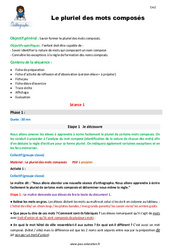 Pluriel des mots composés - Séquence - Fiche de préparation : 7ème Harmos - PDF à imprimer
