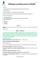 Distinguer participe passé et infinitif - Fiche de préparation : 6ème Harmos - PDF à imprimer