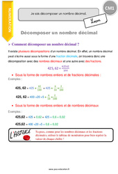 Comment décomposer un nombre décimal. - Cours, Leçon : 6ème Harmos - PDF gratuit à imprimer