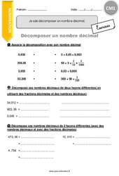 Comment décomposer un nombre décimal. - Exercices  : 6ème Harmos - PDF à imprimer