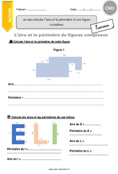 Comment calculer l’aire et le périmètre d’une figure complexe. - Exercices avec correction : 6ème Harmos - PDF à imprimer