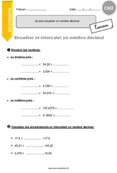 Encadrer un nombre décimal - Exercices  : 7ème Harmos - PDF à imprimer