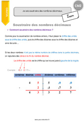 Comment soustraire des nombres décimaux - Cours, Leçon : 7ème Harmos - PDF gratuit à imprimer