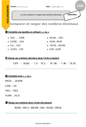 Comment comparer et ranger des nombres décimaux. - Exercices avec correction : 7ème Harmos - PDF à imprimer