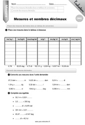 Mesures et nombres décimaux - Examen Evaluation - Bilan : 7ème Harmos - PDF à imprimer