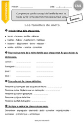 Comprendre que le concept de famille de mots se fonde sur la forme des mots mais aussi sur leur sens. - Exercices avec correction : 6ème Harmos - PDF à imprimer