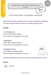 J’identifie et je marque l’accord dans le groupe nominal - Cours, Leçon : 5ème Harmos - PDF à imprimer