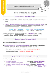 Comment distinguer les différents attributs du sujet - Cours, Leçon : 7ème Harmos - PDF à imprimer