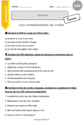 Identifier et produire des COD et des COI - Exercices  : 7ème Harmos - PDF à imprimer