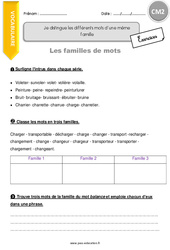 Différents mots d’une même famille - Exercices avec correction : 7ème Harmos - PDF à imprimer