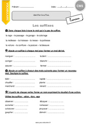 Suffixes - Exercices  : 6ème Harmos - PDF à imprimer