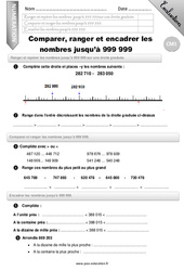 Comparer, ranger et encadrer les nombres jusqu’à 999 999 - Examen Evaluation - Bilan : 6ème Harmos - PDF à imprimer