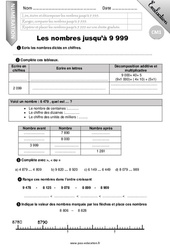 Les nombres jusqu’à 9 999 - Examen Evaluation - Bilan : 6ème Harmos - PDF à imprimer