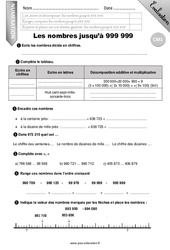 Les nombres jusqu'à 999 999 - Examen Evaluation - Bilan : 6ème Harmos - PDF à imprimer