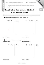 Division d un nombre décimal par un entier - Examen Evaluation - Bilan : 7ème Harmos - PDF à imprimer