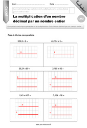 Multiplication d'un décimal par un entier - Examen Evaluation - Bilan : 7ème Harmos - PDF à imprimer