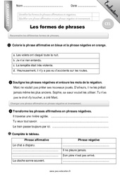 Les formes de phrases - Examen Evaluation - Bilan : 4ème Harmos - PDF à imprimer