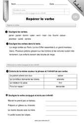 Repérer le verbe - Examen Evaluation - Bilan : 4ème Harmos - PDF à imprimer