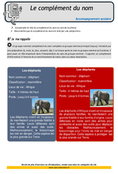 Le complément du nom - Soutien scolaire - Aide aux devoirs : 6ème Harmos - PDF à imprimer