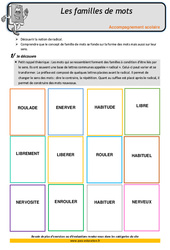 Les familles de mots - Soutien scolaire - Aide aux devoirs : 6ème Harmos - PDF à imprimer