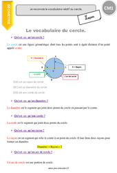 Reconnaitre le vocabulaire relatif au cercle - Cours, Leçon : 6ème Harmos - PDF à imprimer