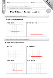 L’addition et la soustraction - Examen Evaluation - Bilan : 6ème Harmos - PDF à imprimer