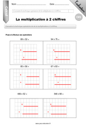 Multiplication à 2 chiffres - Examen Evaluation - Bilan : 6ème Harmos - PDF à imprimer