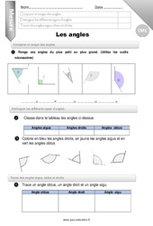 Comparer et tracer des angles - Examen Evaluation - Bilan : 6ème Harmos - PDF à imprimer