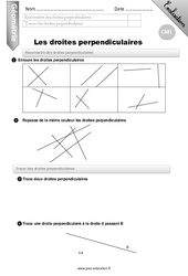 Droites perpendiculaires - Examen Evaluation - Bilan : 6ème Harmos - PDF à imprimer