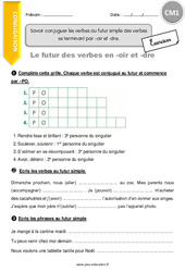 Verbes au futur simple des verbes se terminant par - oir et - dre - Exercices  : 6ème Harmos - PDF à imprimer