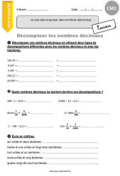 Décomposer les nombres décimaux - Exercices avec correction : 6ème Harmos - PDF à imprimer