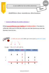 Additionner les nombres décimaux. - Cours, Leçon : 6ème Harmos - PDF gratuit à imprimer