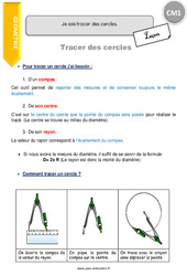 Tracer des cercles - Cours, Leçon : 6ème Harmos - PDF à imprimer