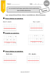 Technique opératoire de la soustraction des nombres décimaux - Exercices avec correction : 6ème Harmos - PDF à imprimer