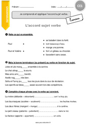 Accord sujet verbe - Exercices avec correction : 4ème Harmos - PDF à imprimer