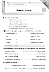 Repérer le sujet - Examen Evaluation - Bilan : 4ème Harmos - PDF à imprimer