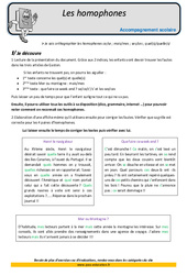 Homophones - Soutien scolaire - Aide aux devoirs : 7ème Harmos - PDF à imprimer