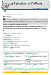 Deux fonctions de l’adjectif - Soutien scolaire - Aide aux devoirs : 7ème Harmos - PDF à imprimer