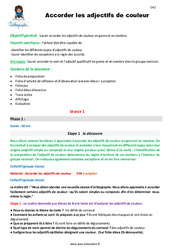 Séquence - Fiche de préparation Accorder les adjectifs de couleur - Séquence - Fiche de préparation : 7ème Harmos - PDF à imprimer