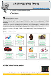 Niveaux de la langue - Soutien scolaire - Aide aux devoirs : 7ème Harmos - PDF à imprimer