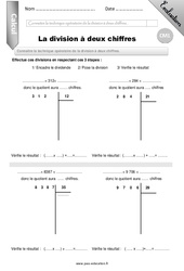 Division à deux chiffres - Examen Evaluation - Bilan : 6ème Harmos - PDF à imprimer