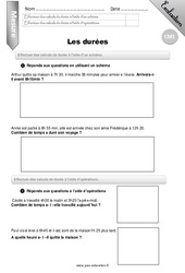 Durées - Examen Evaluation - Bilan : 6ème Harmos - PDF à imprimer