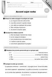 Accord sujet verbe - Examen Evaluation - Bilan : 4ème Harmos - PDF à imprimer