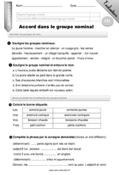 Accord dans le groupe nominal - Examen Evaluation - Bilan : 4ème Harmos - PDF à imprimer