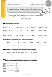 Ranger et comparer des nombres décimaux - Exercices avec correction : 6ème Harmos - PDF à imprimer